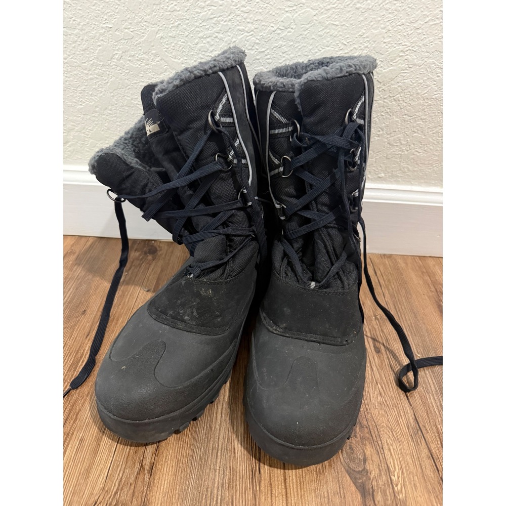 Itasca Mens Winter Boots 12 Black Insulated Snow Cold Weather Lace Up Lug Sole